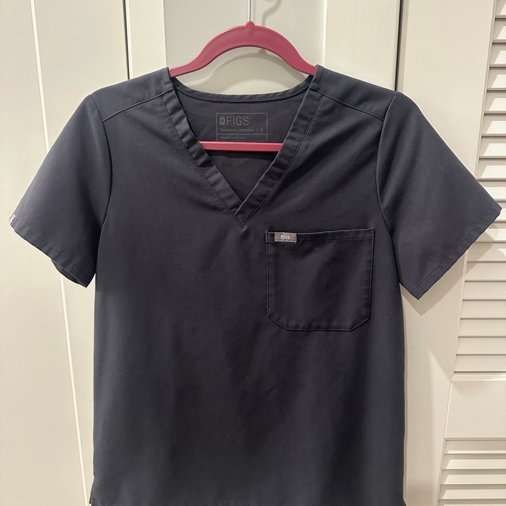 Figs Charcoal Gray Technical Scrub Top